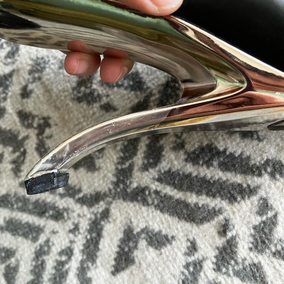 Black and chrome Alexander McQueen open toed floating heels - Picture 4 of 13